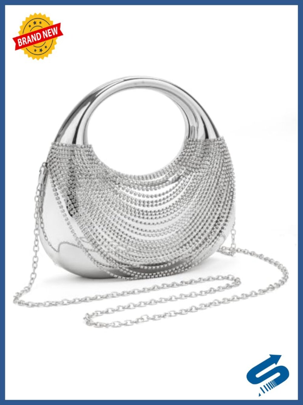 CARIEDO Acrylic Rhinestone Evening Clutch with Waterfall Fringe for Wedding